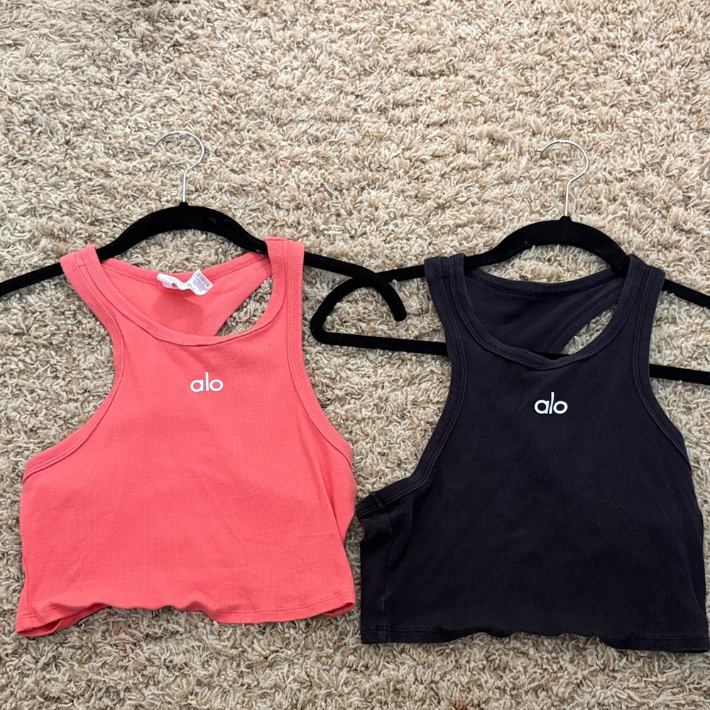 ALO Yoga Pink and Black Crop Tops
